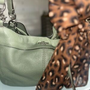 Coach Green Pebble Leather hobo bag Authentic